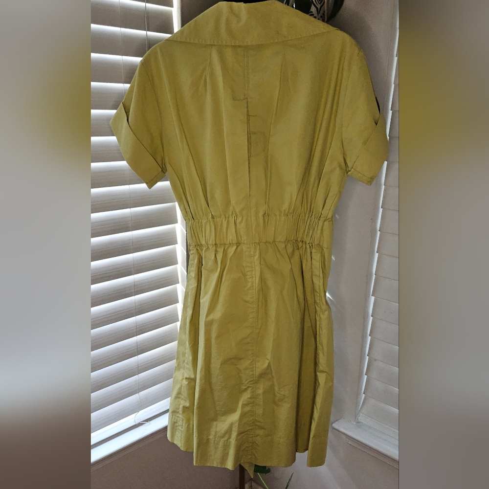 CAbi Safari Trench Dress Jacket Loquat Chartreuse Green Belted Midi - Picture 2 of 8